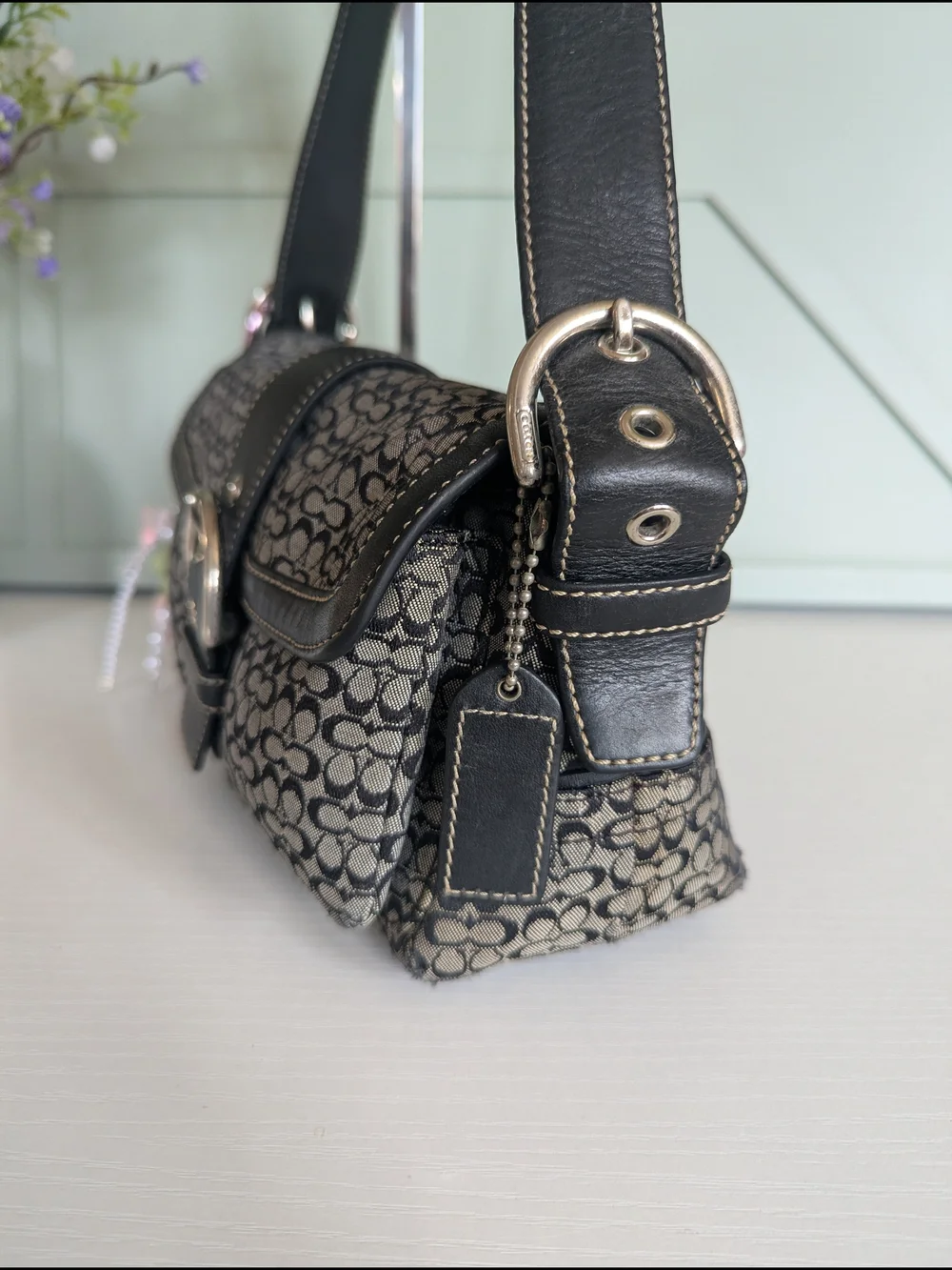 Vintage Coach Soho Signature Buckle Flap Shoulder Bag